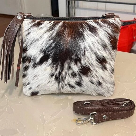 Unbranded Handbags - Women’s Western Cowhide Leather Tote Bag | Black & White Hair-On Hide Purse